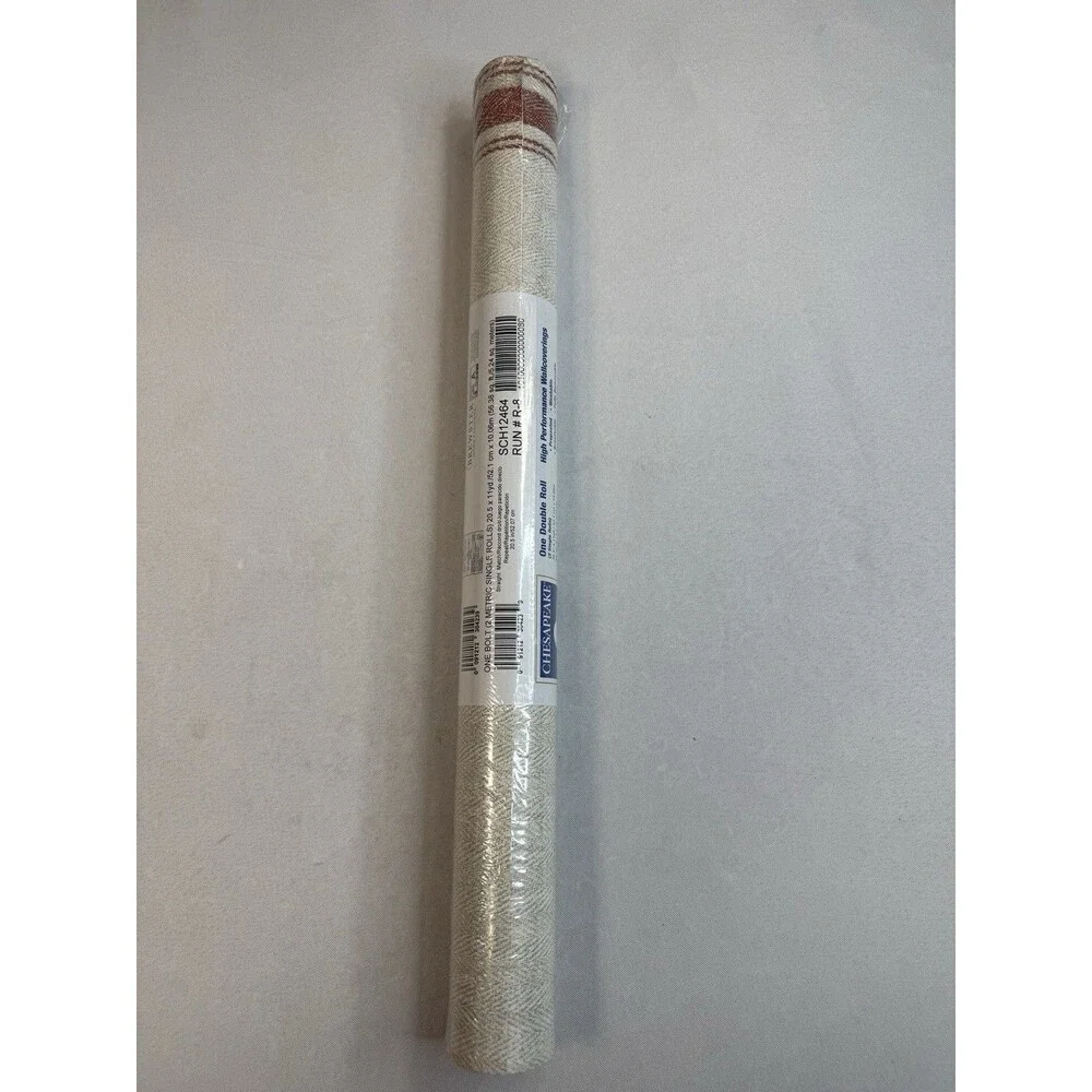 Linette Burnt Sienna Fabric Stripe Paper Pre-Pasted Wallpaper Roll 56.4 Sq. Ft.